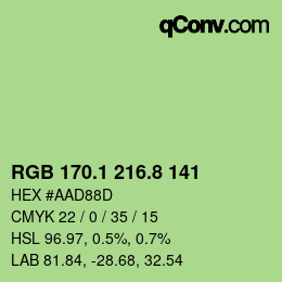 カラーコード: RGB 170.1 216.8 141 | qconv.com