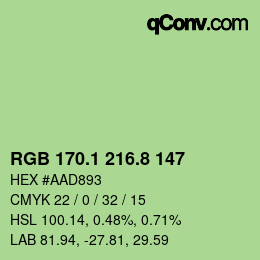 カラーコード: RGB 170.1 216.8 147 | qconv.com