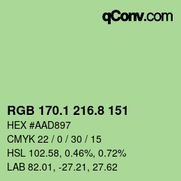 カラーコード: RGB 170.1 216.8 151 | qconv.com