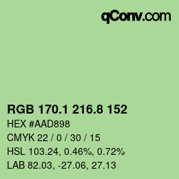 Color code: RGB 170.1 216.8 152 | qconv.com