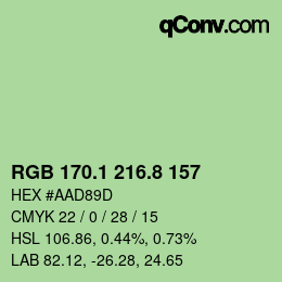 Color code: RGB 170.1 216.8 157 | qconv.com
