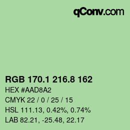 Color code: RGB 170.1 216.8 162 | qconv.com