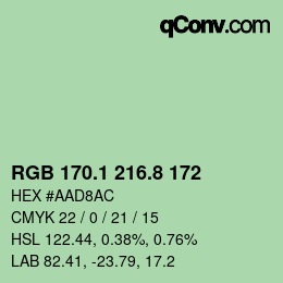 カラーコード: RGB 170.1 216.8 172 | qconv.com