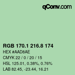 カラーコード: RGB 170.1 216.8 174 | qconv.com