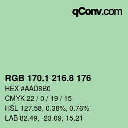 Color code: RGB 170.1 216.8 176 | qconv.com