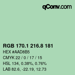 Código de color: RGB 170.1 216.8 181 | qconv.com