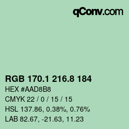 カラーコード: RGB 170.1 216.8 184 | qconv.com