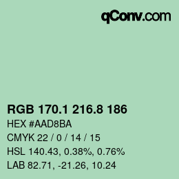 Código de color: RGB 170.1 216.8 186 | qconv.com
