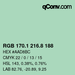 カラーコード: RGB 170.1 216.8 188 | qconv.com