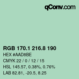 Color code: RGB 170.1 216.8 190 | qconv.com