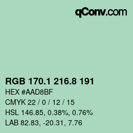 カラーコード: RGB 170.1 216.8 191 | qconv.com