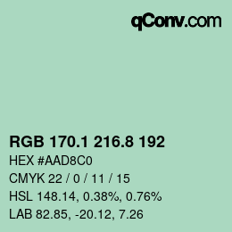カラーコード: RGB 170.1 216.8 192 | qconv.com