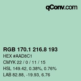 カラーコード: RGB 170.1 216.8 193 | qconv.com