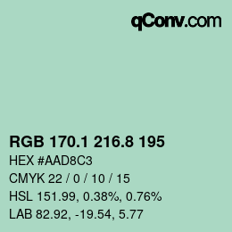 Color code: RGB 170.1 216.8 195 | qconv.com