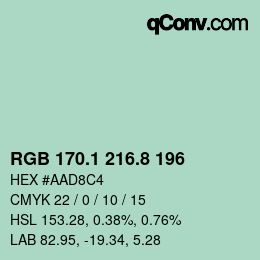 カラーコード: RGB 170.1 216.8 196 | qconv.com