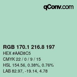 Color code: RGB 170.1 216.8 197 | qconv.com