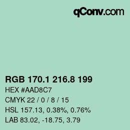 カラーコード: RGB 170.1 216.8 199 | qconv.com