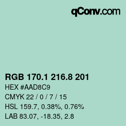 Color code: RGB 170.1 216.8 201 | qconv.com