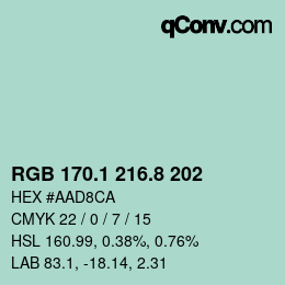 Color code: RGB 170.1 216.8 202 | qconv.com