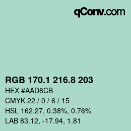 カラーコード: RGB 170.1 216.8 203 | qconv.com