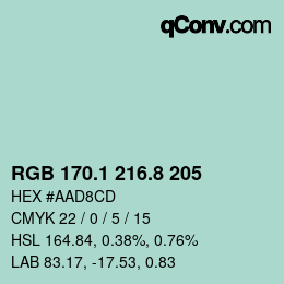 カラーコード: RGB 170.1 216.8 205 | qconv.com