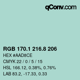 カラーコード: RGB 170.1 216.8 206 | qconv.com