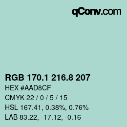 Farbcode: RGB 170.1 216.8 207 | qconv.com