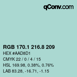 Farbcode: RGB 170.1 216.8 209 | qconv.com