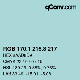 Code couleur: RGB 170.1 216.8 217 | qconv.com