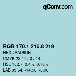 Color code: RGB 170.1 216.8 219 | qconv.com