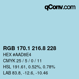 Color code: RGB 170.1 216.8 228 | qconv.com