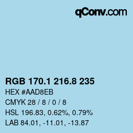 Color code: RGB 170.1 216.8 235 | qconv.com