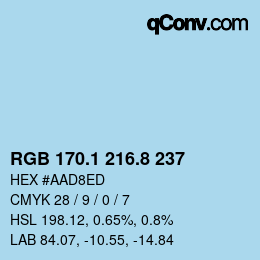 Code couleur: RGB 170.1 216.8 237 | qconv.com