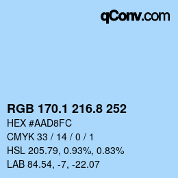 Farbcode: RGB 170.1 216.8 252 | qconv.com