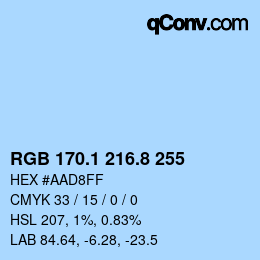 Código de color: RGB 170.1 216.8 255 | qconv.com