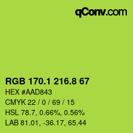 カラーコード: RGB 170.1 216.8 67 | qconv.com