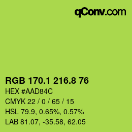カラーコード: RGB 170.1 216.8 76 | qconv.com