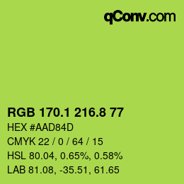 カラーコード: RGB 170.1 216.8 77 | qconv.com