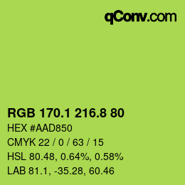 カラーコード: RGB 170.1 216.8 80 | qconv.com