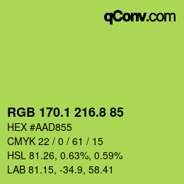 カラーコード: RGB 170.1 216.8 85 | qconv.com