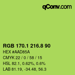 カラーコード: RGB 170.1 216.8 90 | qconv.com