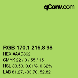 カラーコード: RGB 170.1 216.8 98 | qconv.com