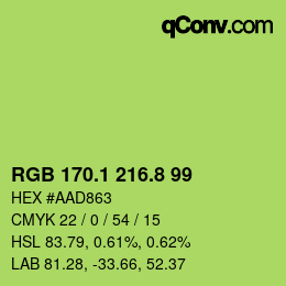 カラーコード: RGB 170.1 216.8 99 | qconv.com