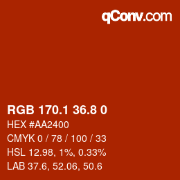 Color code: RGB 170.1 36.8 0 | qconv.com
