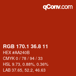 カラーコード: RGB 170.1 36.8 11 | qconv.com
