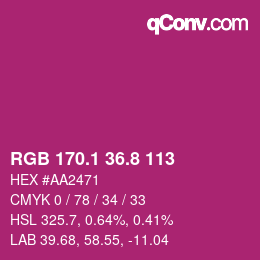 カラーコード: RGB 170.1 36.8 113 | qconv.com
