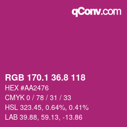 カラーコード: RGB 170.1 36.8 118 | qconv.com