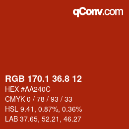 カラーコード: RGB 170.1 36.8 12 | qconv.com