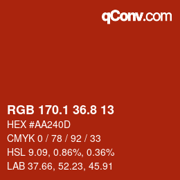 Color code: RGB 170.1 36.8 13 | qconv.com