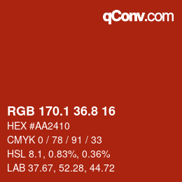 カラーコード: RGB 170.1 36.8 16 | qconv.com